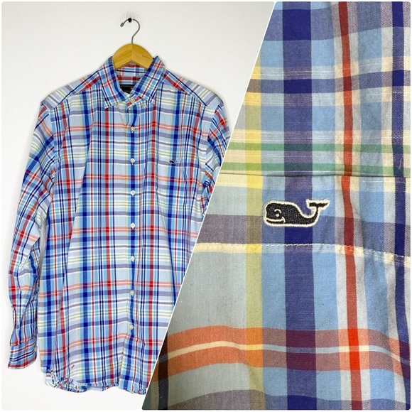 Vineyard Vines Slim Fit Tucker Shirt Multicolor Plaid Button-Up Men’s Large - Picture 1 of 5